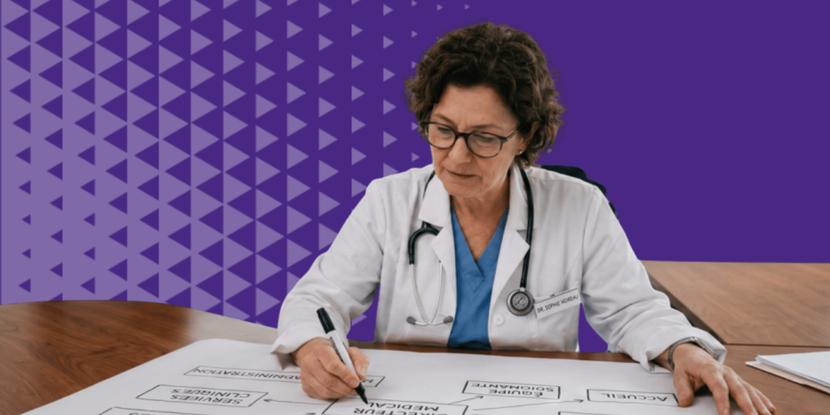 Un médecin entrain de faire un organigramme de son établissement de santé